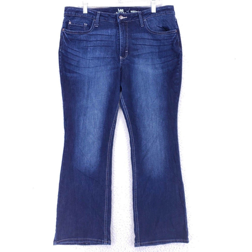 Lee Riders Jeans Denim Cotton Womens Size 16 Blue Straight Stretch VTG Mid Rise